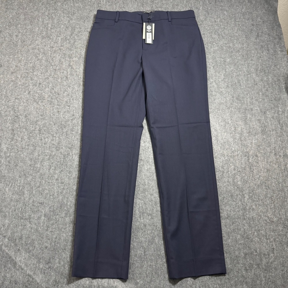 Banana Republic Slim Straight Ankle Italian Wool Pants Navy Blue 8L NEW